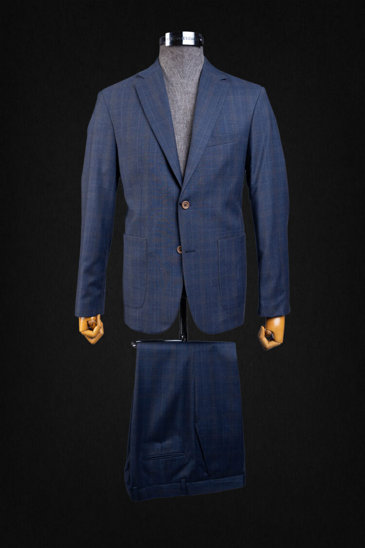 CHECK DARK BLUE OCCASION SUIT