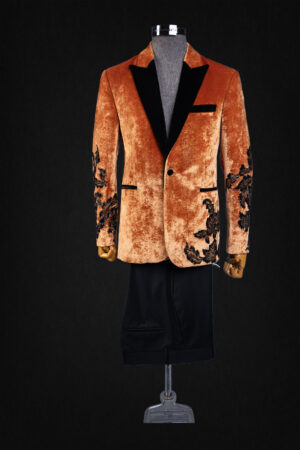 ORANGE  FASHION VELVET SUIT