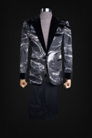 DARK GRAY FASHION VELVET SUIT