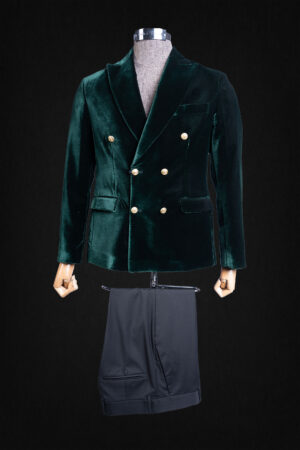 DARK GREEN VELVET FASHION SUIT