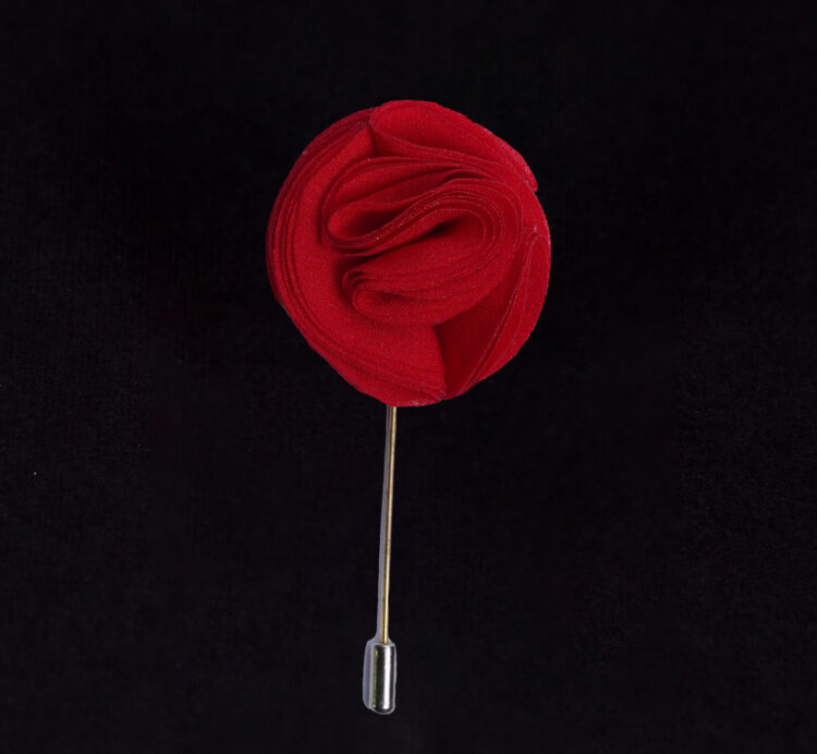 SATIN RED LAPEL FLOWER