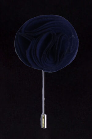 SATIN D.BLUE LAPEL FLOWER