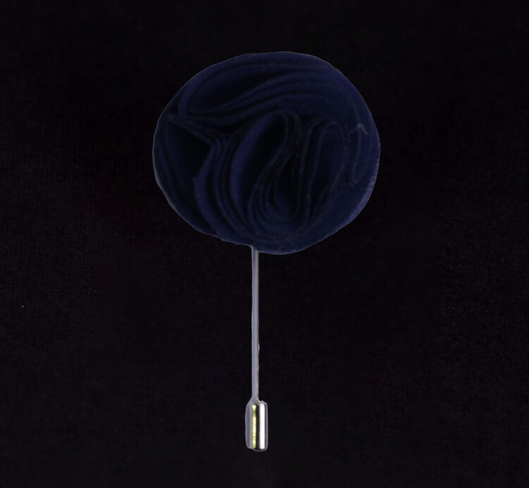 SATIN D.BLUE LAPEL FLOWER