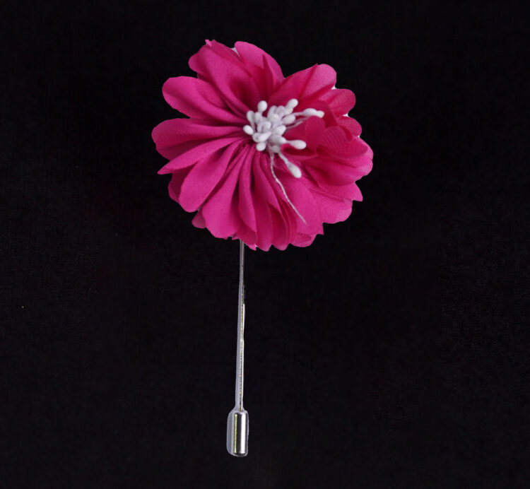 SATIN FUCHSIA LAPEL FLOWER