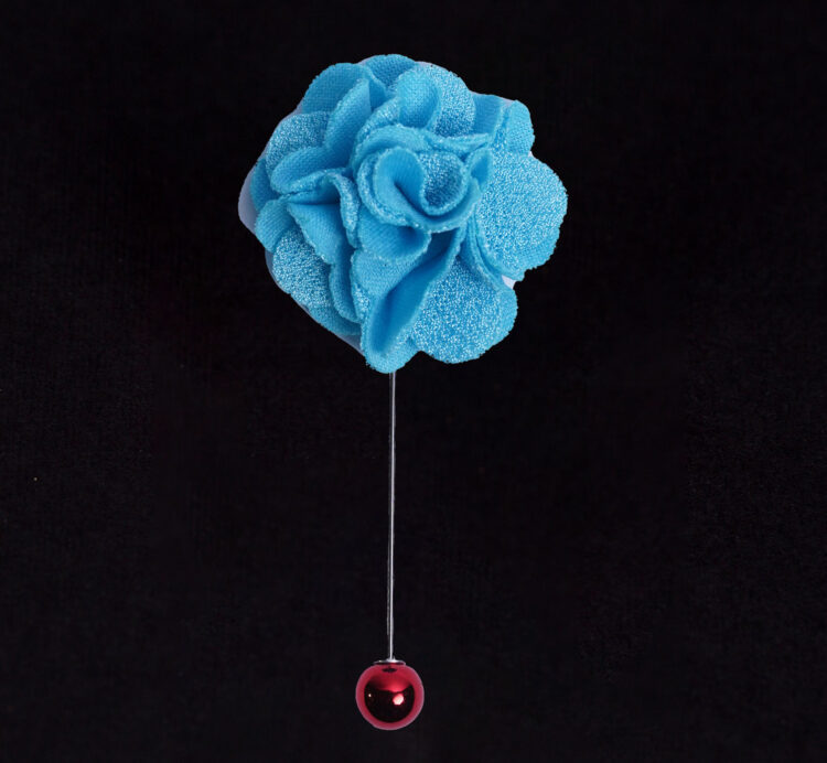 MICROFIBER LIGHT BLUE LAPEL FLOWER