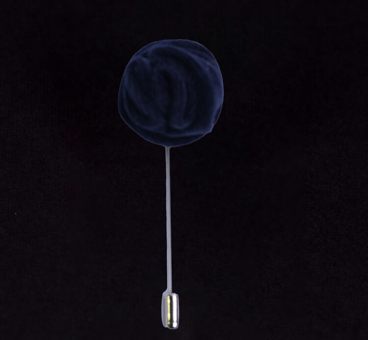 VELVET D.BLUE HANDMADE LAPEL FLOWER