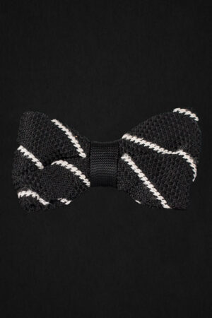 KNITTED BLACK/WHITE STRIPED BOWTIE