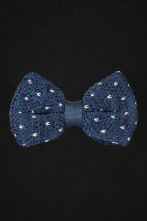 KNITTED NAVY BLUE/WHITE DOTTED BOWTIE