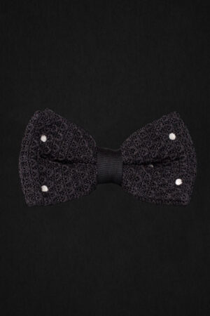 KNITTED PAISLEY BLACK/WHITE DOTTED BOWTIE