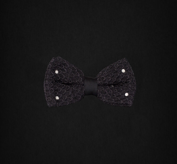 KNITTED PAISLEY BLACK/WHITE DOTTED BOWTIE