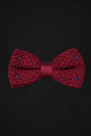 KNITTED PAISLEY RED/D.GRAY DOTTED BOWTIE