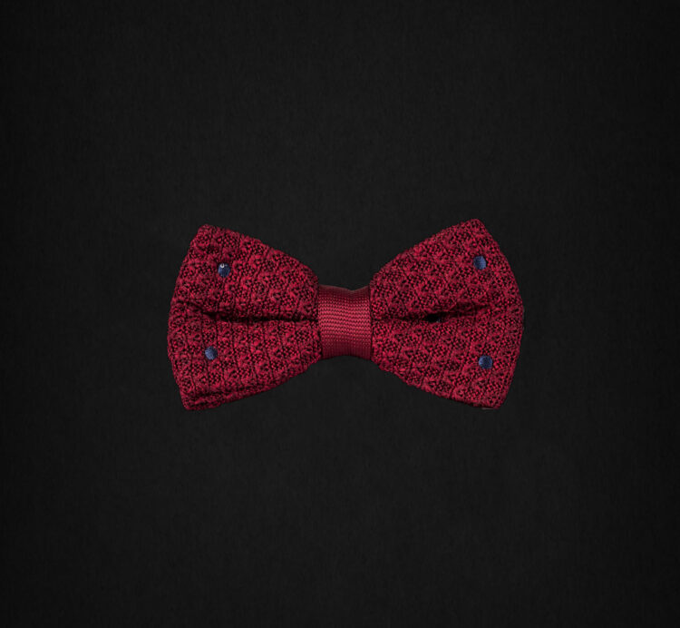 KNITTED PAISLEY RED/D.GRAY DOTTED BOWTIE