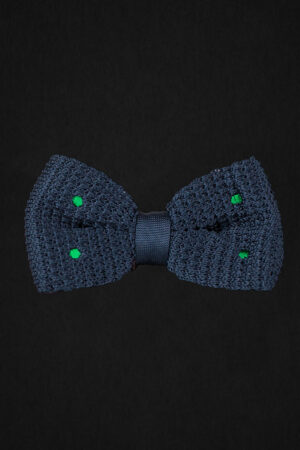 KNITTED D.BLUE/GREEN DOTTED BOWTIE