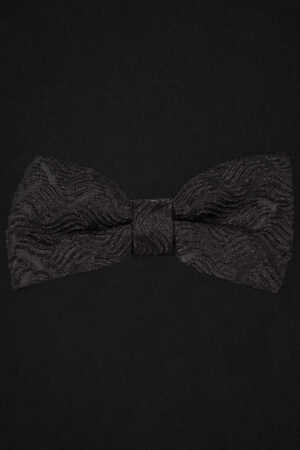 SATIN BLACK PAISLEY BOWTIE