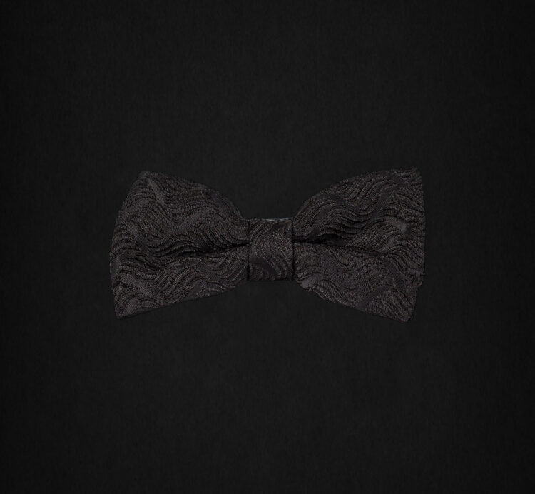 SATIN BLACK PAISLEY BOWTIE