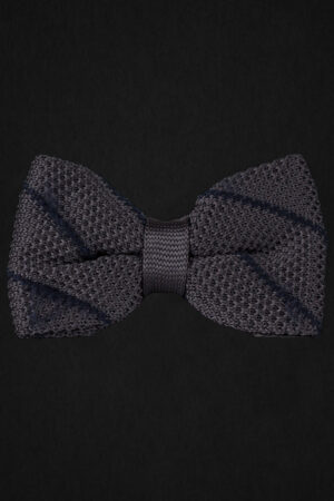 KNITTED D.GRAY/D.BLUE HERRINGBONE BOWTIE