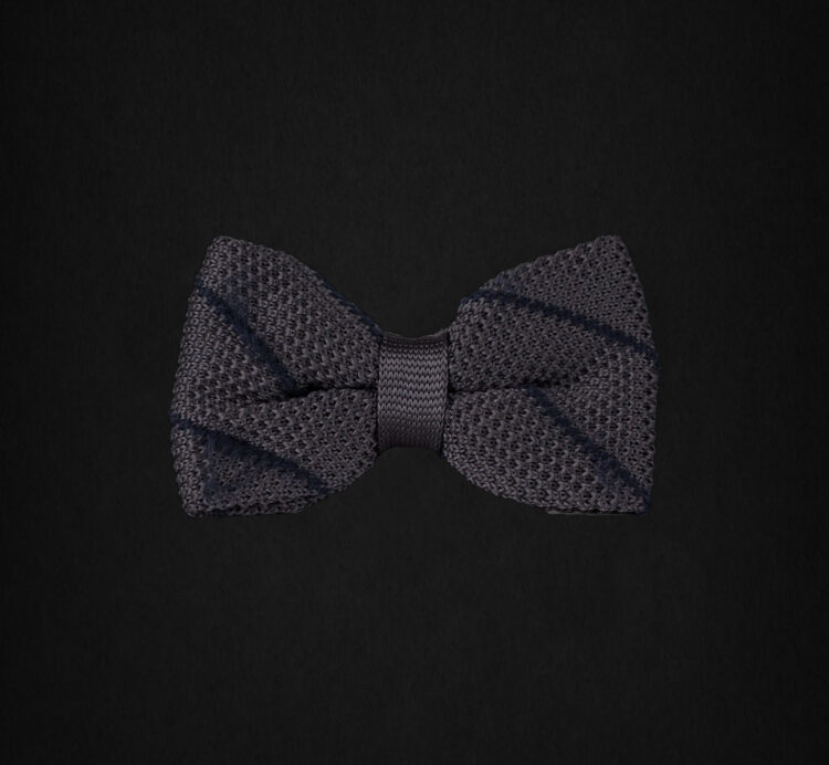 KNITTED D.GRAY/D.BLUE HERRINGBONE BOWTIE