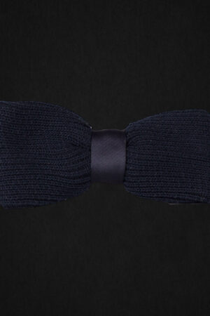 KNITTED D.BLUE STRIPED BOWTIE