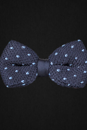 KNITTED GRAY/LIGHT BLUE DOTTED BOWTIE