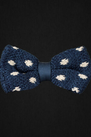 KNITTED BLUE/WHITE DOTTED BOWTIE