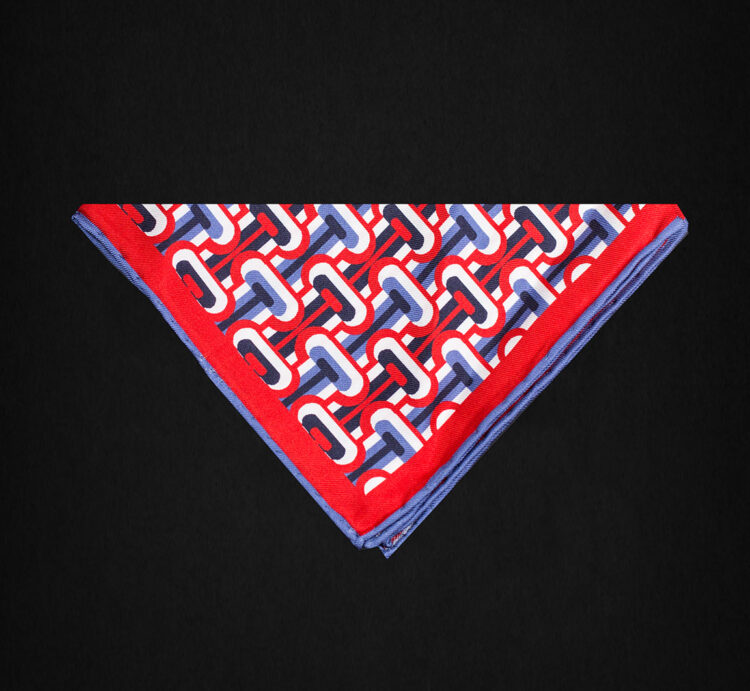 GEOMETRIC RED  POCKET SQUARE