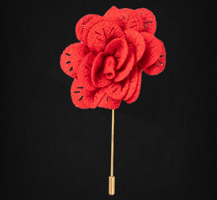 MICROFIBER RED LAPEL FLOWER