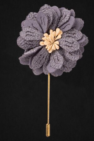 MICROFIBER GRAY LAPEL FLOWER