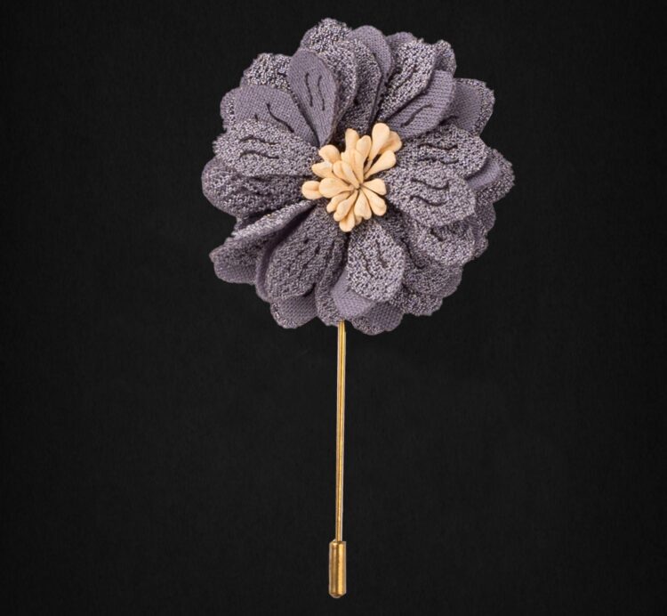 MICROFIBER GRAY LAPEL FLOWER