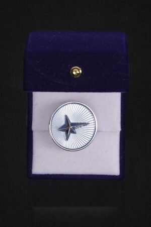 SILVER ROUND LAPEL PIN