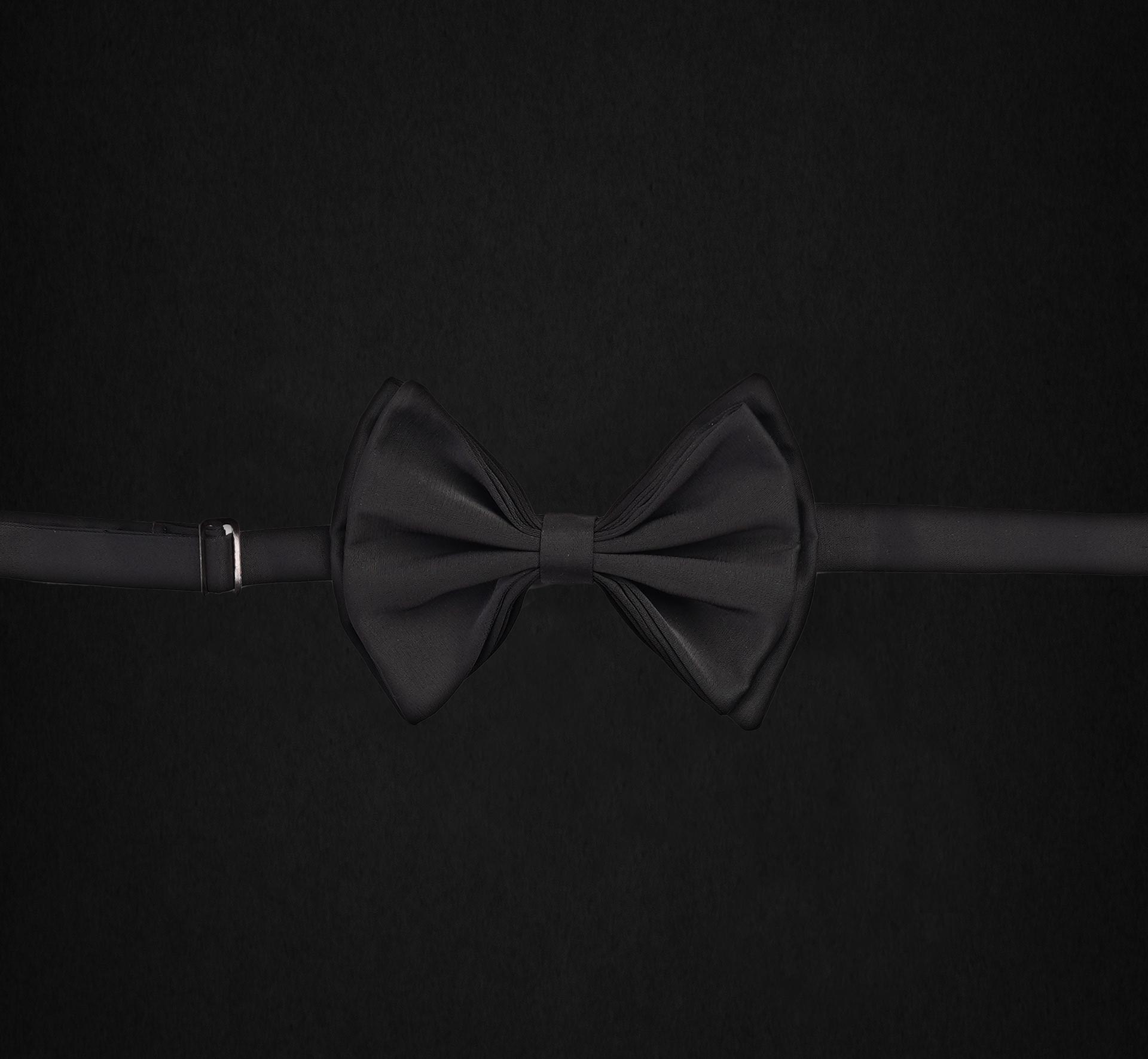 BLACK SATIN BOWTIE