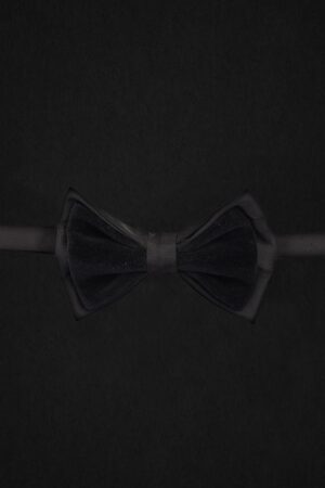 BLACK SATIN AND FABRIC BOWTIE