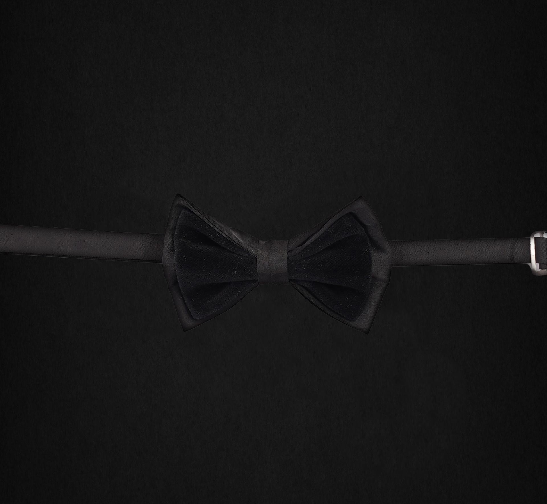 BLACK SATIN AND FABRIC BOWTIE