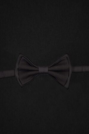 BLACK SATIN AND FABRIC BOWTIE