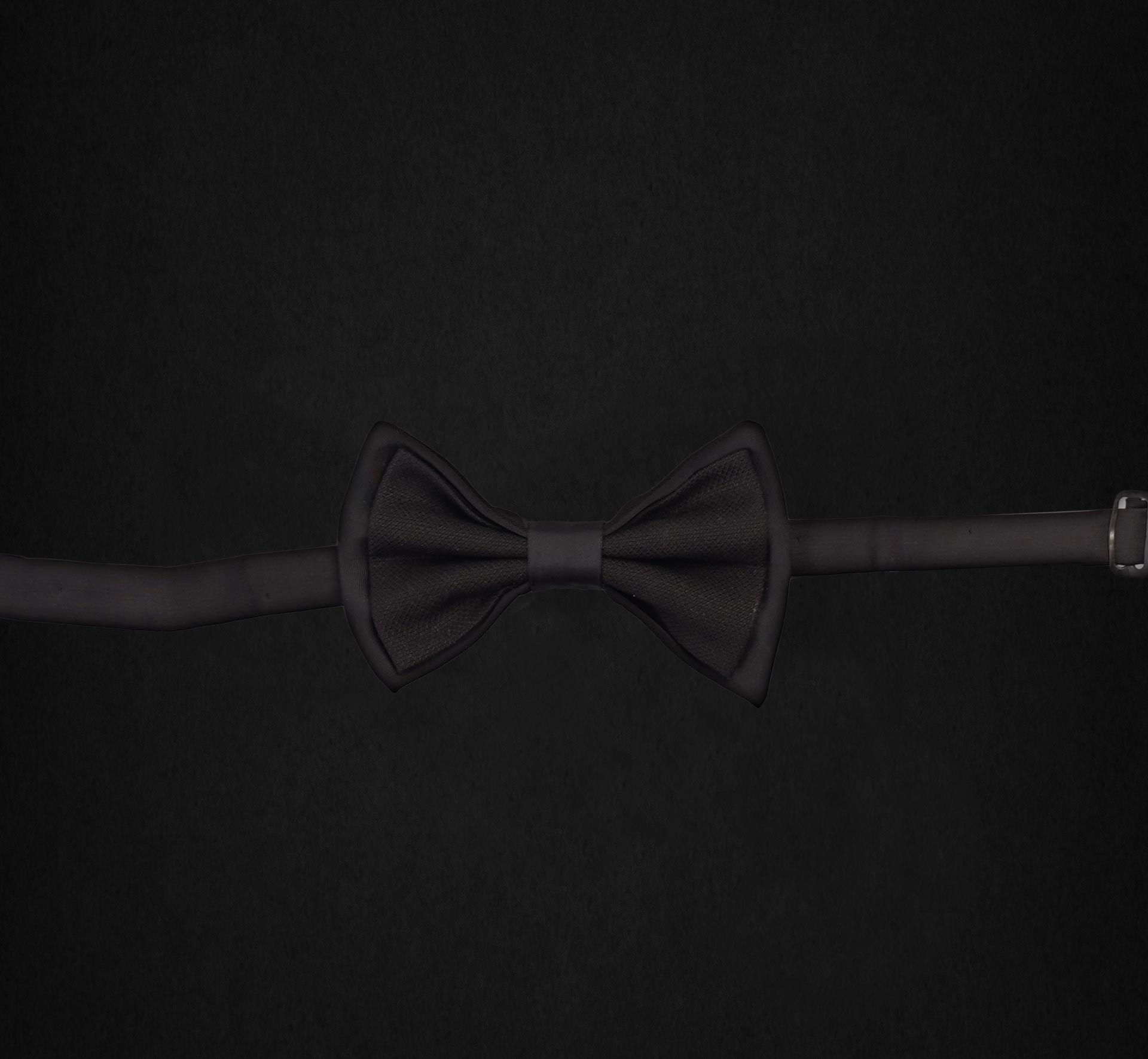 BLACK SATIN AND FABRIC BOWTIE