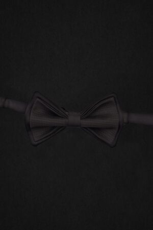 BLACK SATIN AND FABRIC BOWTIE